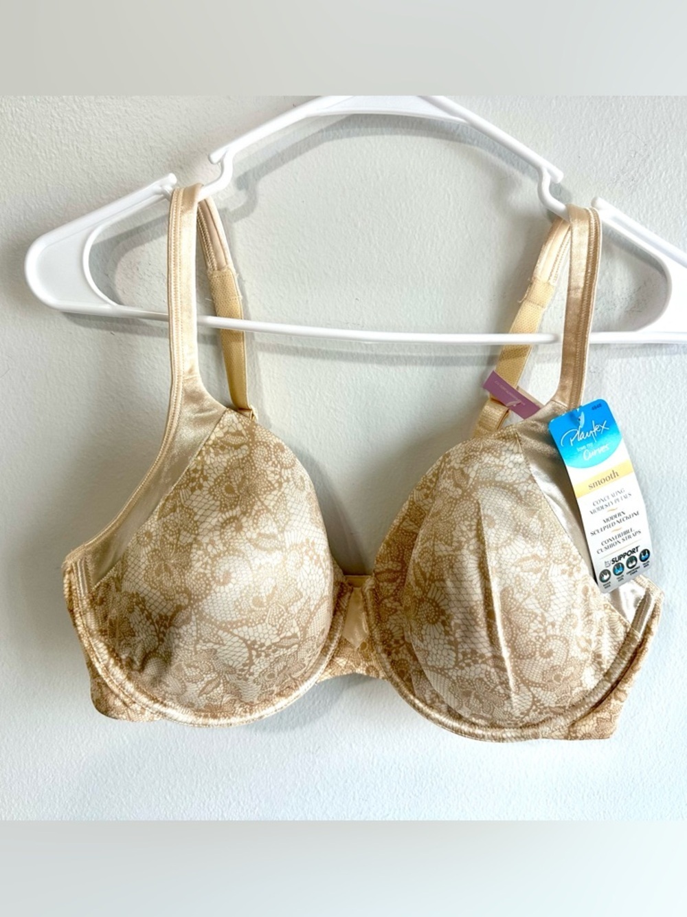 Playtex Women's Love My Curves Beige Floral Bra Size 38D